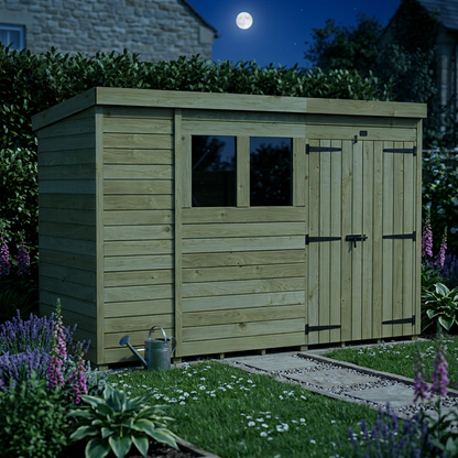 10 x 4 Pent Shed (Double Door, With Windows) - view 6