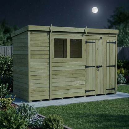 11 x 4 Pent Shed (Double Door, With Windows) - view 5