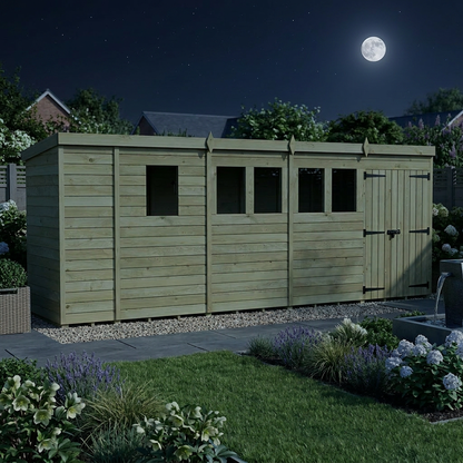 17 x 4 Pent Shed (Double Door, With Windows) - view 6