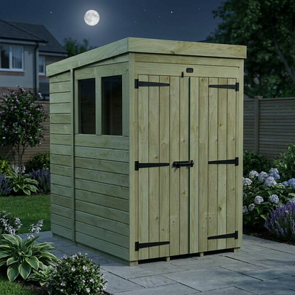 4 x 5 Pent Shed (Double Door, With Windows) - view 6