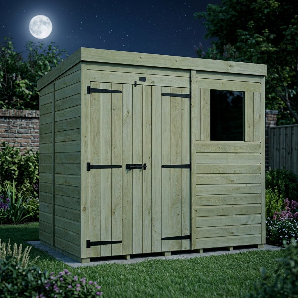 7 x 5 Pent Shed (Double Door, With Windows) - view 6