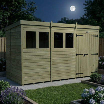 20 x 5 Pent Shed (Double Door, With Windows) - view 5