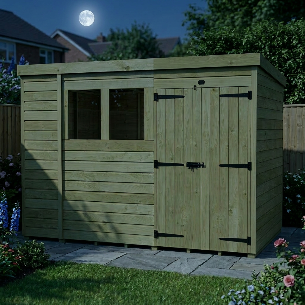 11 x 5 Pent Shed (Double Door, With Windows) - view 6