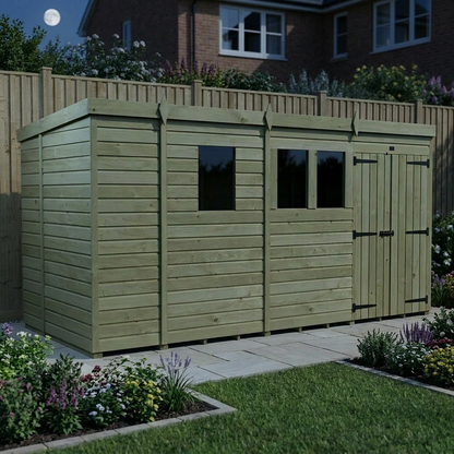 13 x 5 Pent Shed (Double Door, With Windows) - view 5
