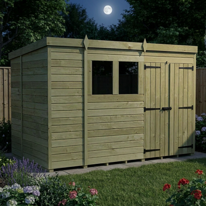 9 x 6 Pent Shed (Double Door, With Windows) - view 6