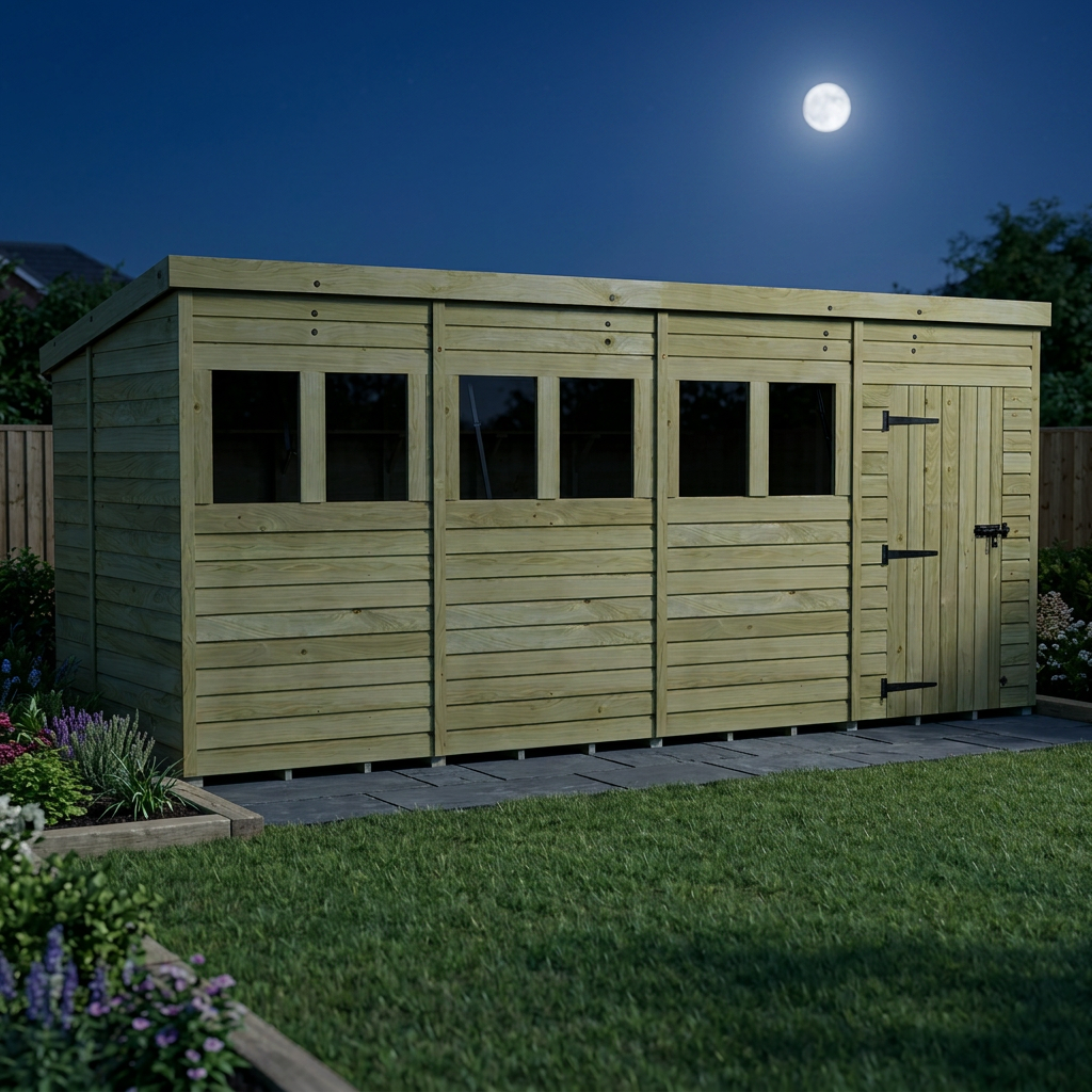 16 x 6 Pent Shed (Single Door, With Windows) - view 5