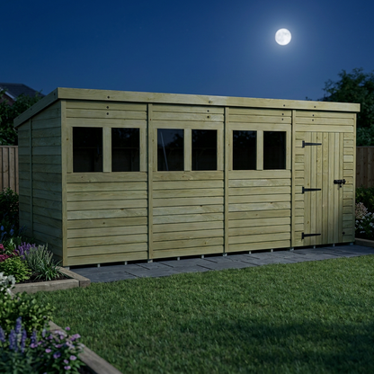 16 x 6 Pent Shed (Single Door, With Windows) - view 5