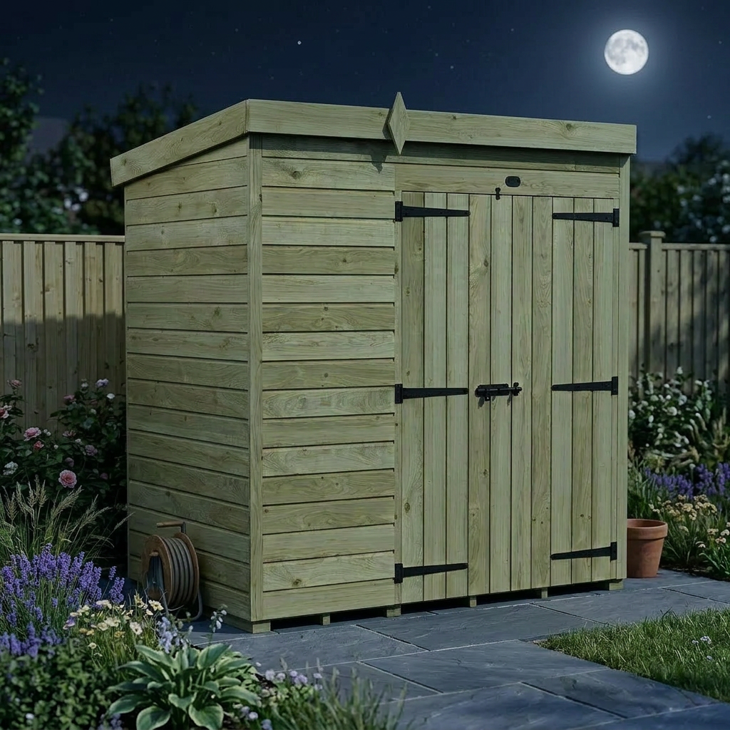 6 x 4 Pent Shed (Double Door, No Windows) - view 5
