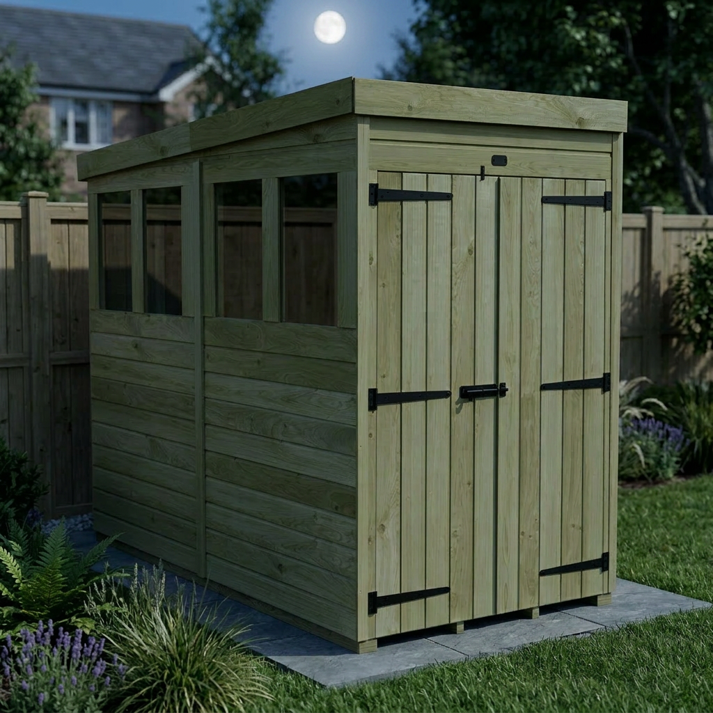 4 x 7 Pent Shed (Double Door, With Windows) - view 5