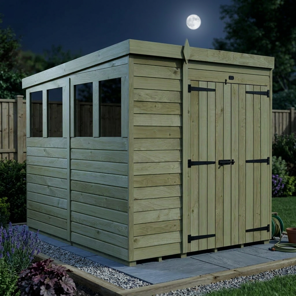 6 x 7 Pent Shed (Double Door, With Windows) - view 5