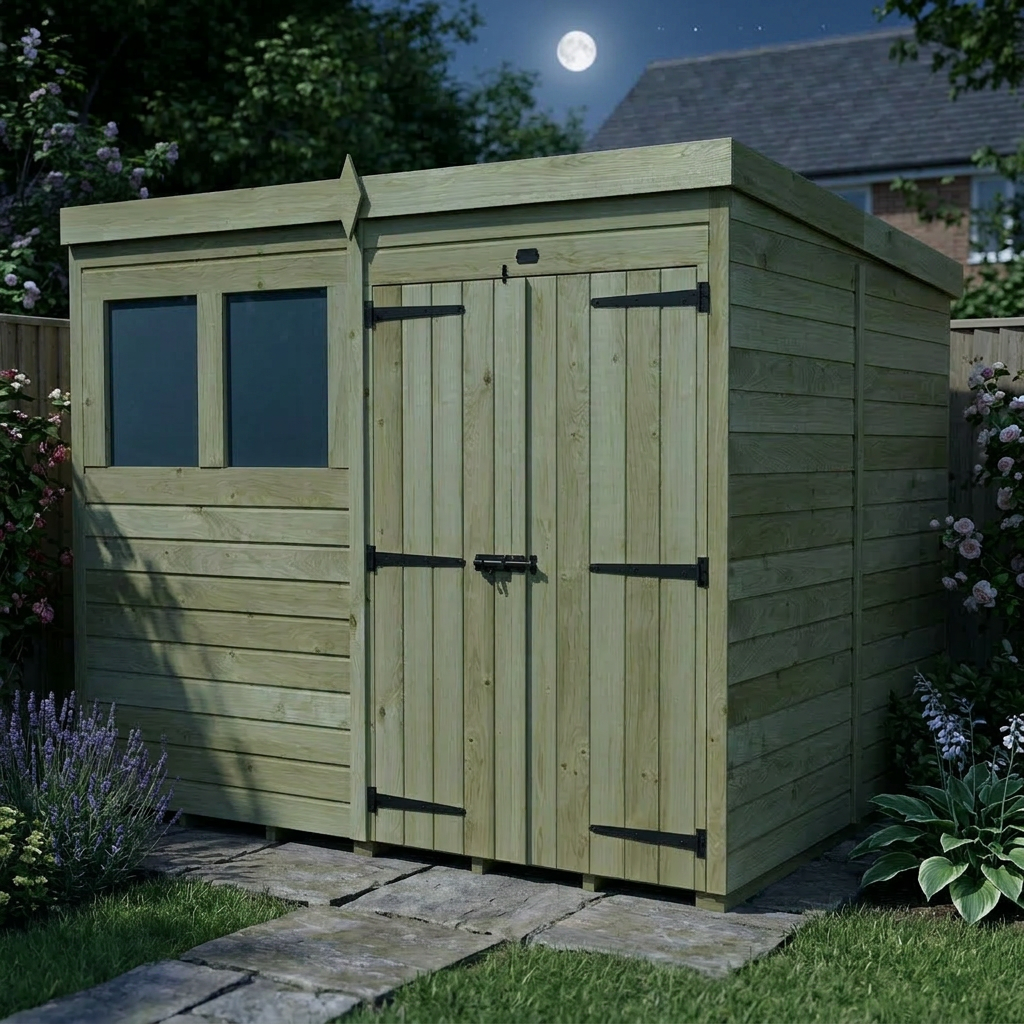 8 x 7 Pent Shed (Double Door, With Windows) - view 5