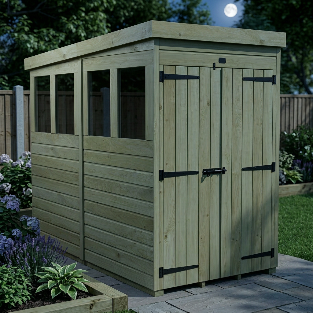 4 x 8 Pent Shed (Double Door, With Windows) - view 5