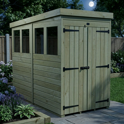 4 x 8 Pent Shed (Double Door, With Windows) - view 5