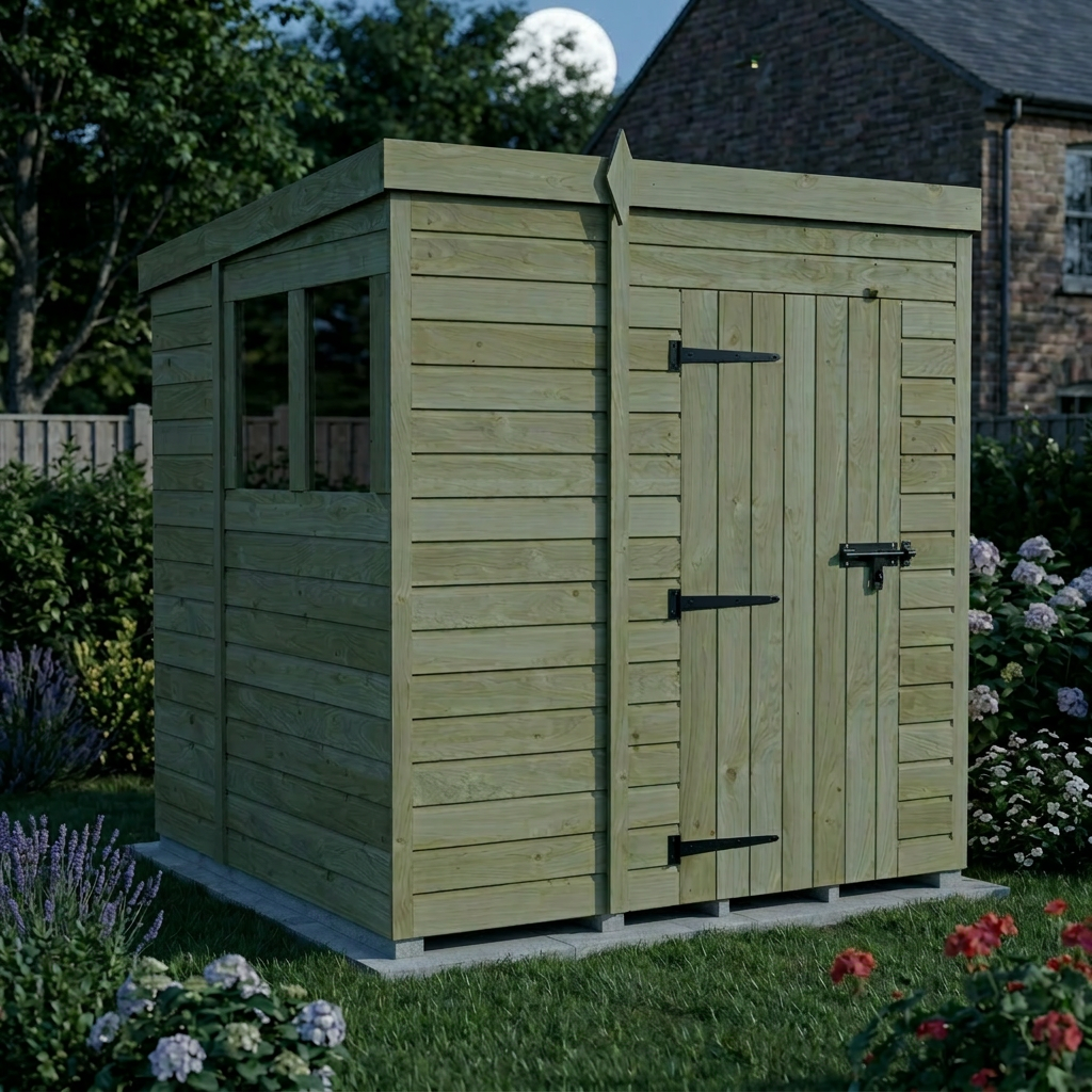 7 x 7 Pent Shed (Single Door, With Windows) - view 6