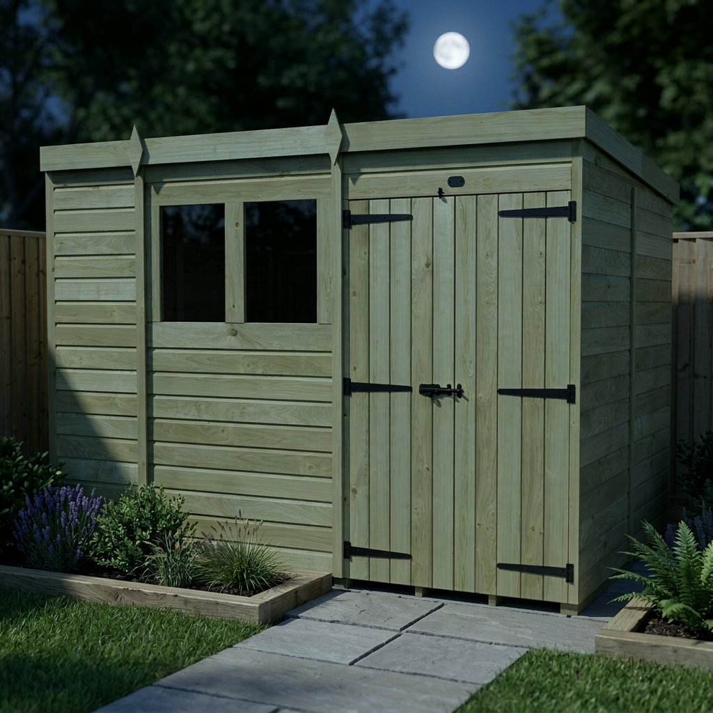 11 x 7 Pent Shed (Double Door, With Windows) - view 5