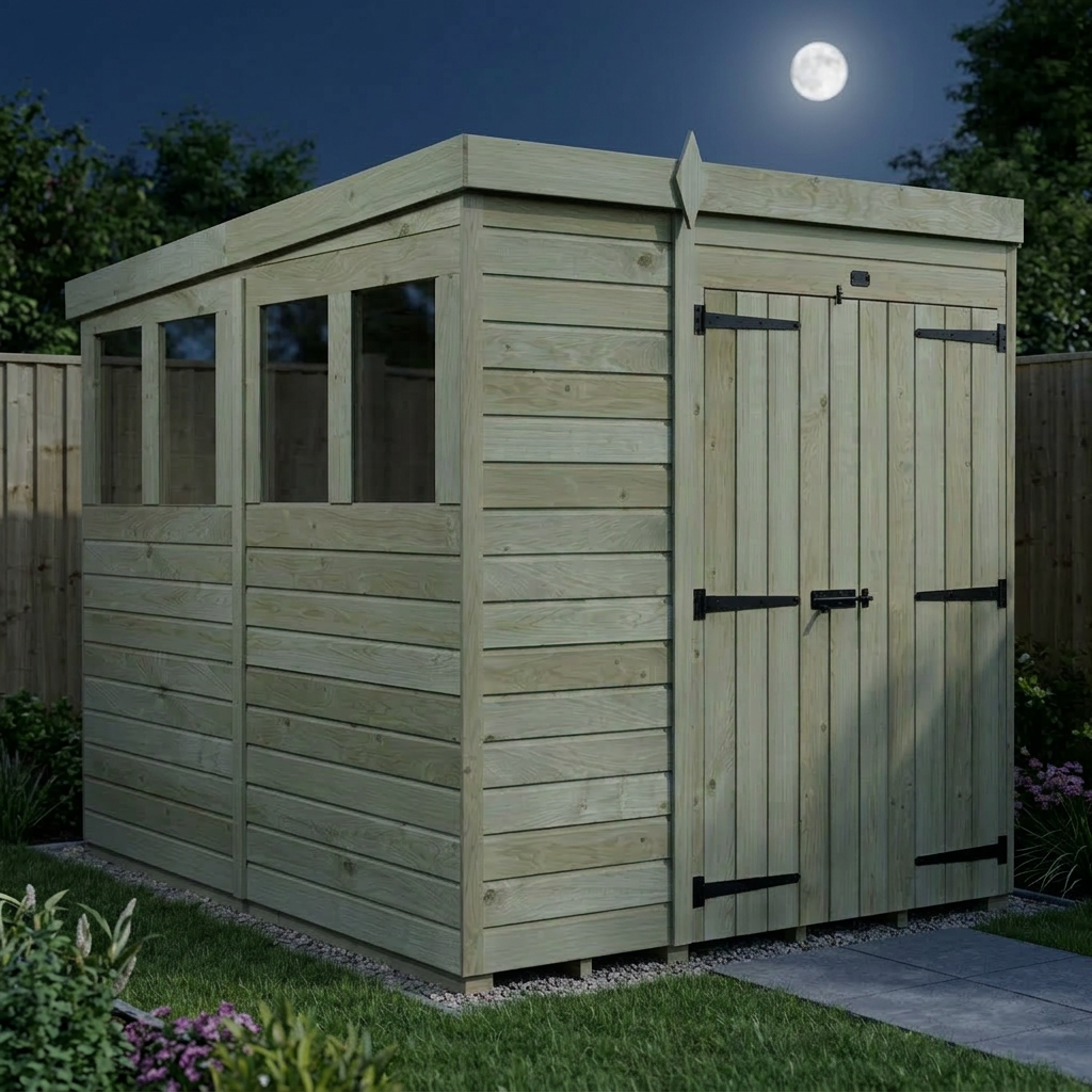 6 x 8 Pent Shed (Double Door, With Windows) - view 4