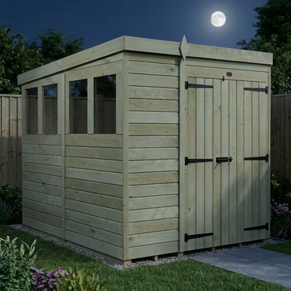 6 x 8 Pent Shed (Double Door, With Windows) - view 4