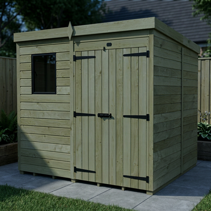 7 x 8 Pent Shed (Double Door, With Windows) - view 4
