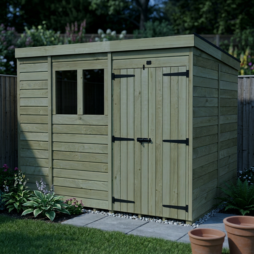 10 x 8 Pent Shed (Double Door, With Windows) - view 4