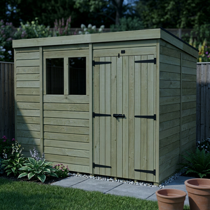10 x 8 Pent Shed (Double Door, With Windows) - view 4