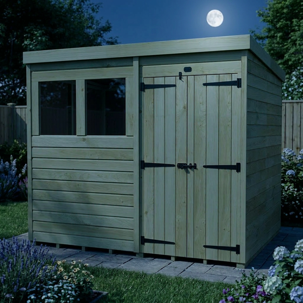 11 x 8 Pent Shed (Double Door, With Windows) - view 4