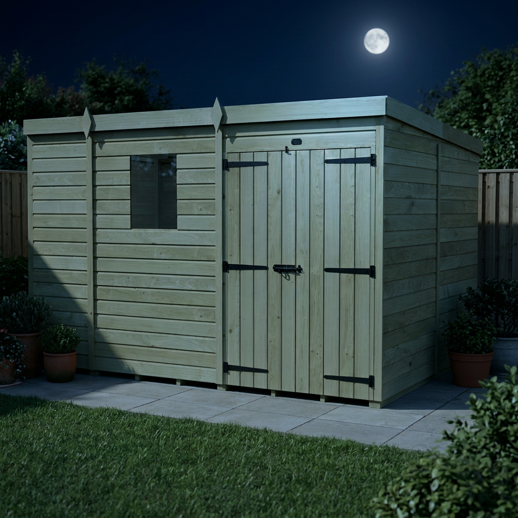 9 x 8 Pent Shed (Double Door, With Windows) - view 6
