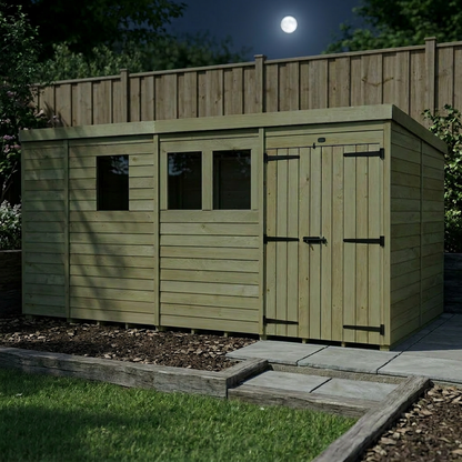 13 x 8 Pent Shed (Double Door, With Windows) - view 5