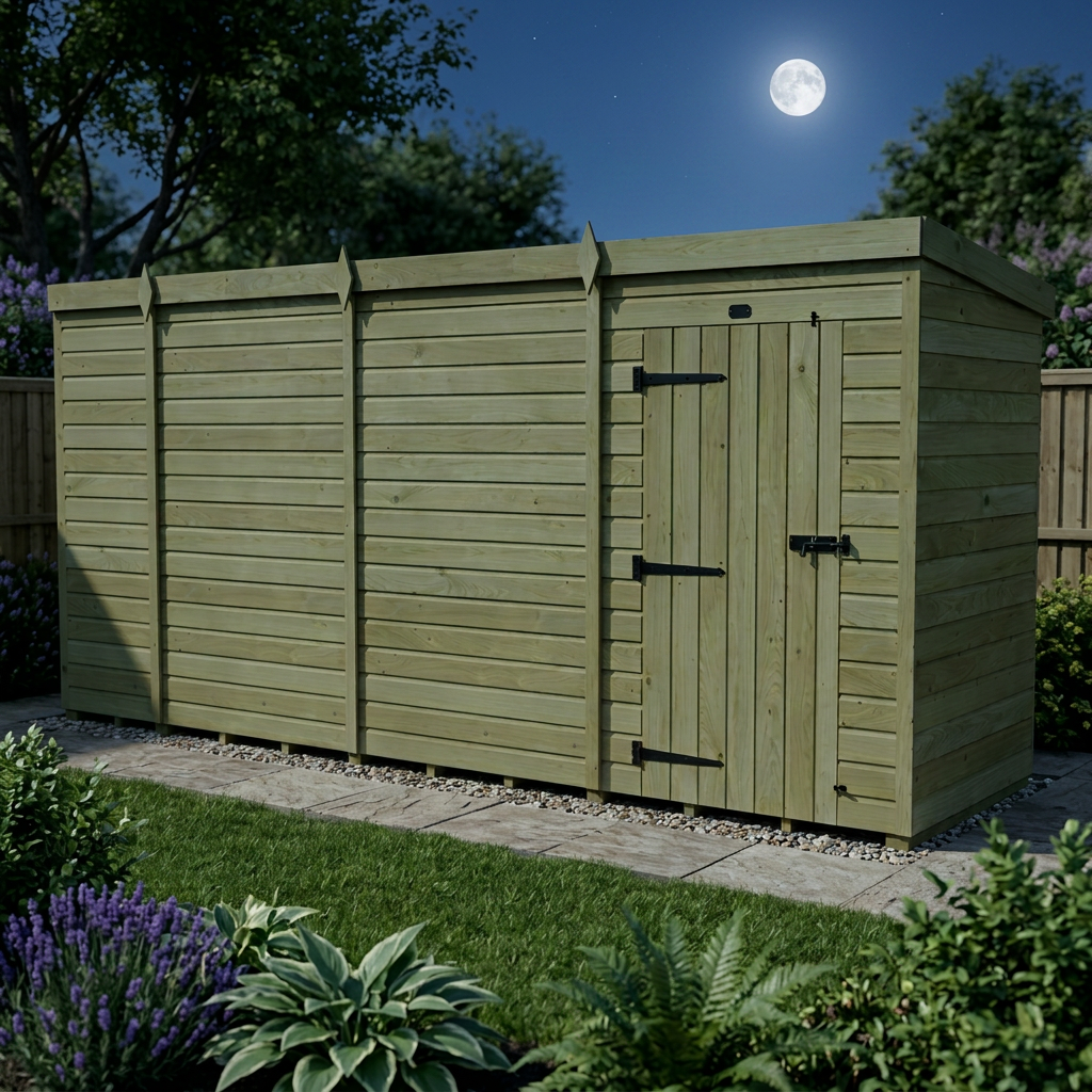 13 x 4 Pent Shed (Single Door, No Windows) - view 6