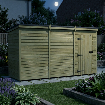 12 x 4 Pent Shed (Single Door, No Windows) - view 5