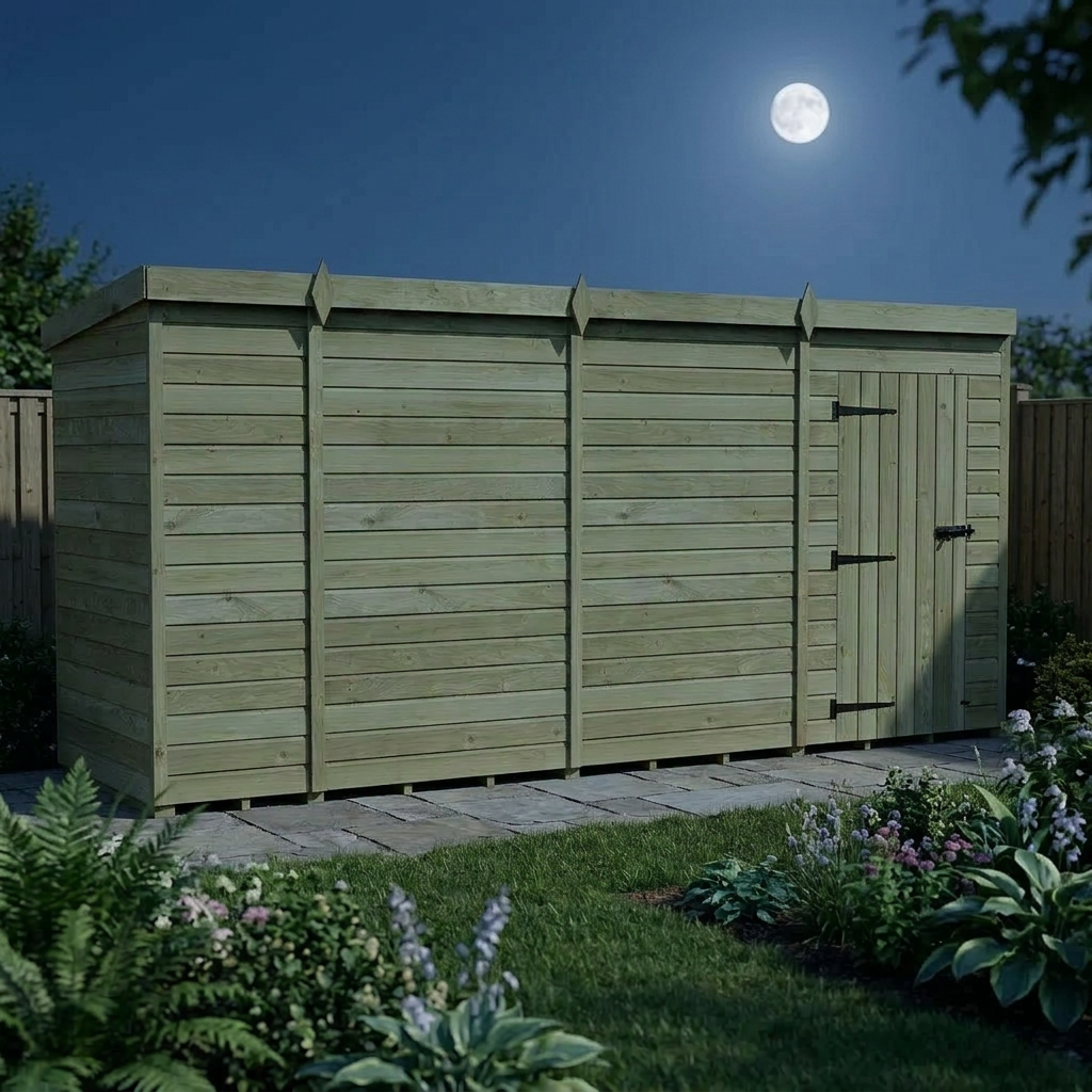 14 x 4 Pent Shed (Single Door, No Windows) - view 6