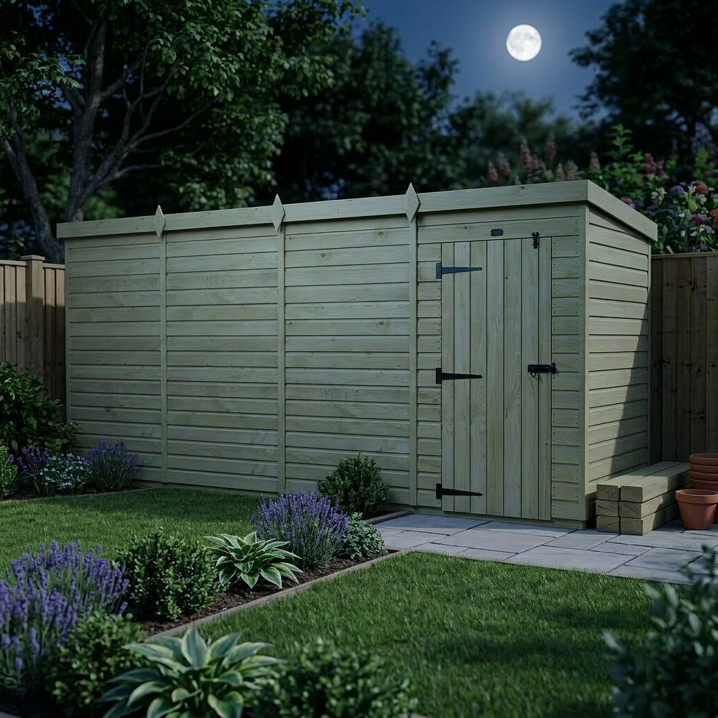 16 x 4 Pent Shed (Single Door, No Windows) - view 6