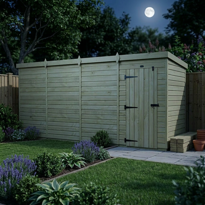 16 x 4 Pent Shed (Single Door, No Windows) - view 6