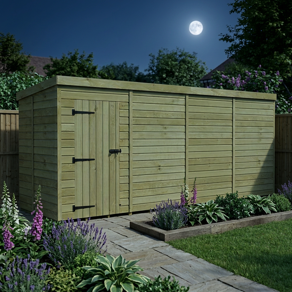 16 x 5 Pent Shed (Single Door, No Windows) - view 5