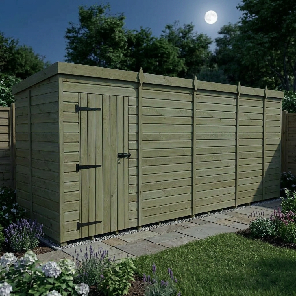 17 x 5 Pent Shed (Single Door, No Windows) - view 6