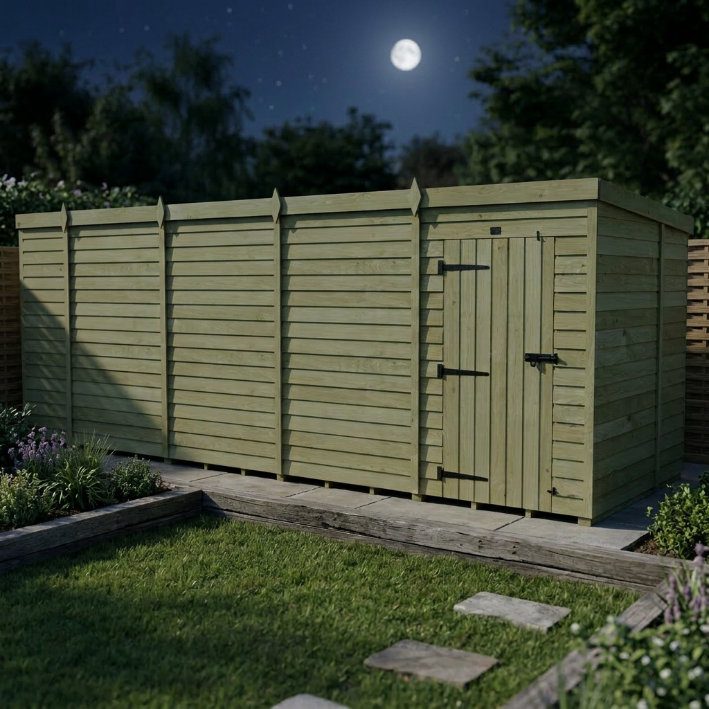 17 x 6 Pent Shed (Single Door, No Windows) - view 3