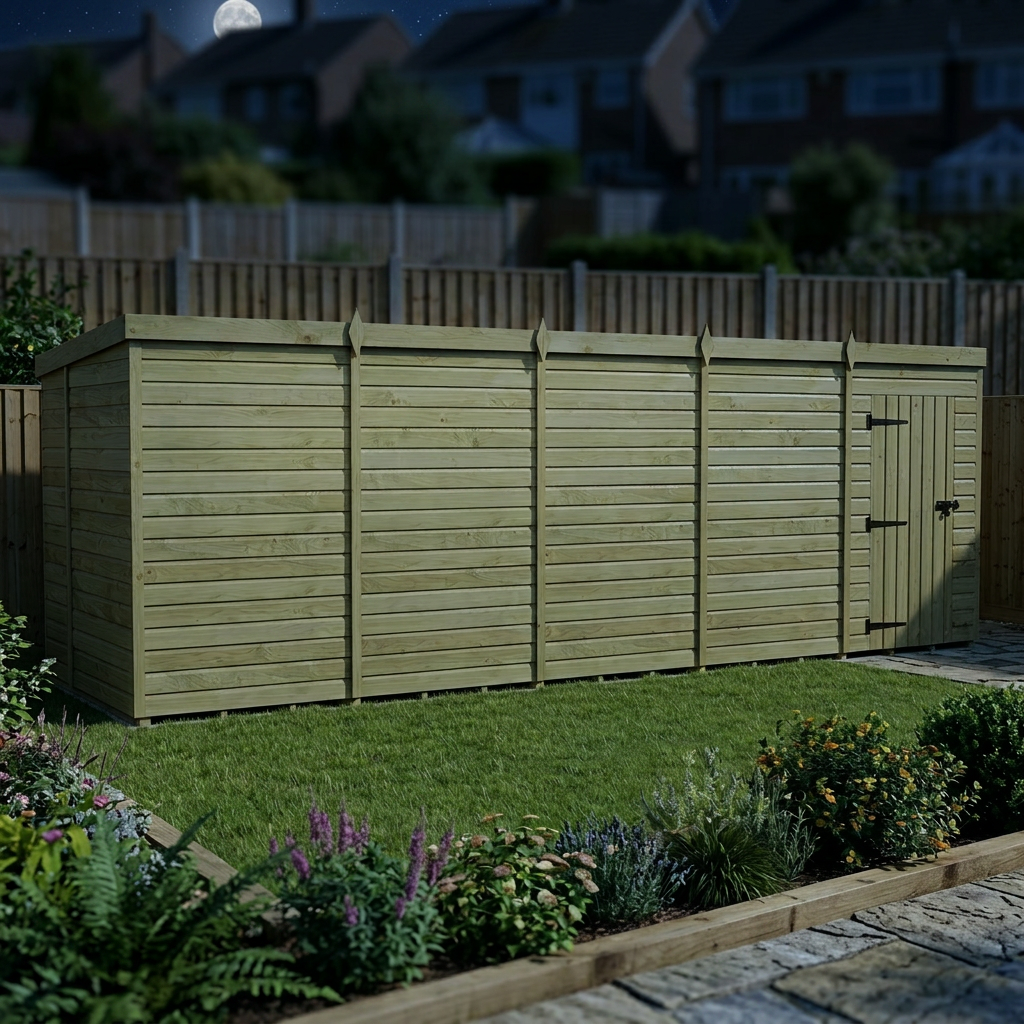 20 x 6 Pent Shed (Single Door, No Windows) - view 4