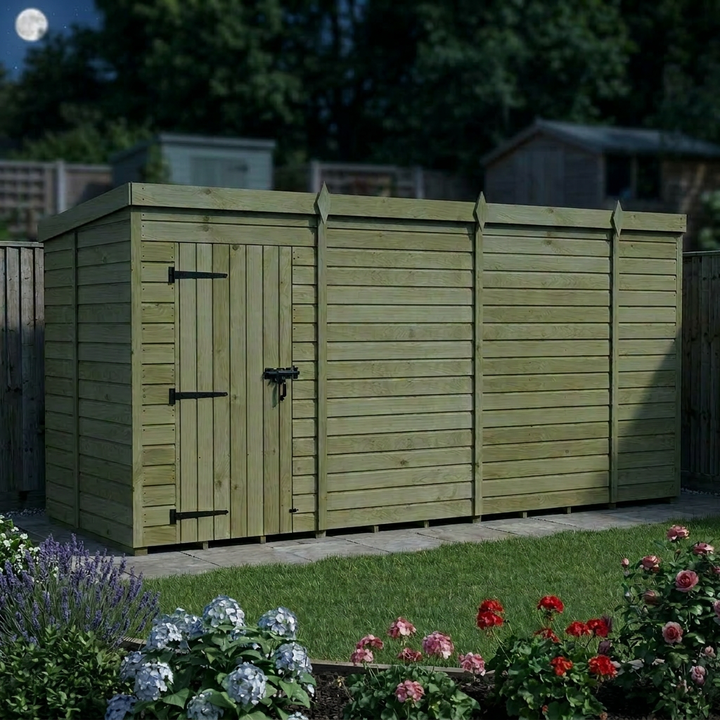 14 x 5 Pent Shed (Single Door, No Windows) - view 6