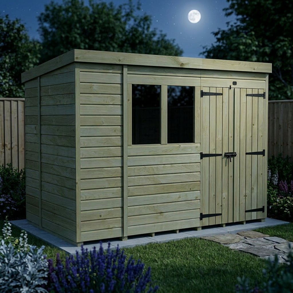 11 x 6 Pent Shed (Double Door, With Windows) - view 4