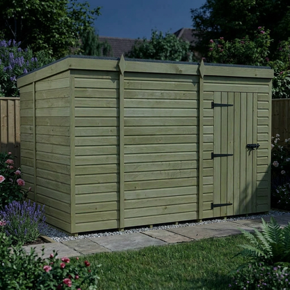 11 x 6 Pent Shed (Single Door, No Windows) - view 2