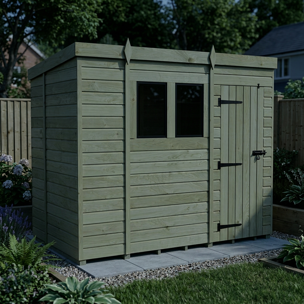 11 x 6 Pent Shed (Single Door, With Windows) - view 6