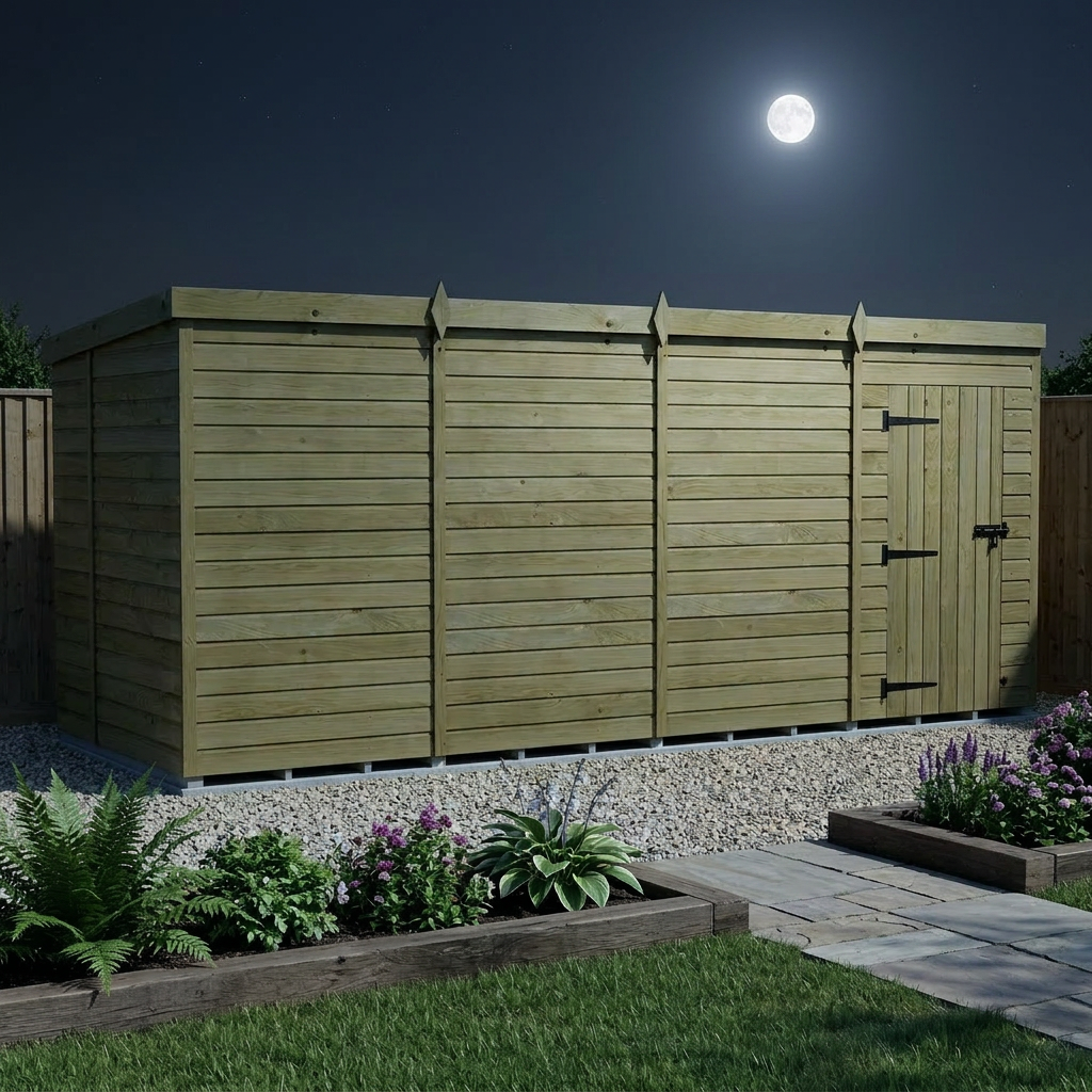 16 x 6 Pent Shed (Single Door, No Windows) - view 3