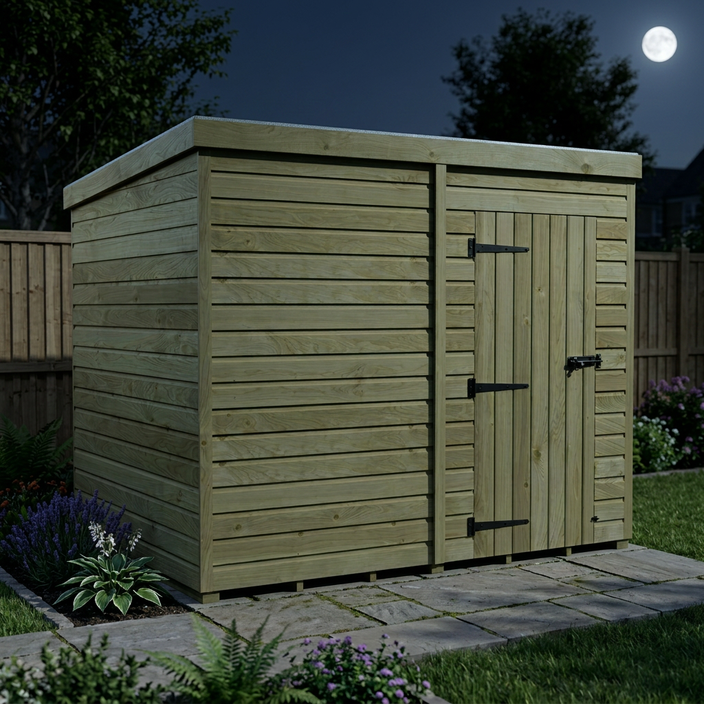 8 x 7 Pent Shed (Single Door, No Windows) - view 2