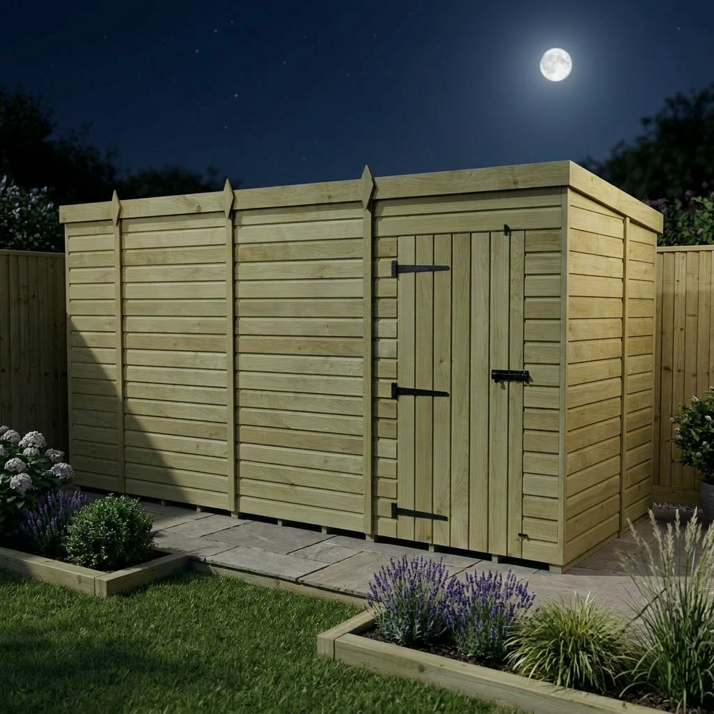 15 x 7 Pent Shed (Single Door, No Windows) - view 5