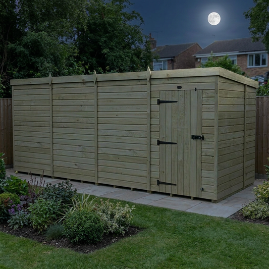 16 x 7 Pent Shed (Single Door, No Windows) - view 2