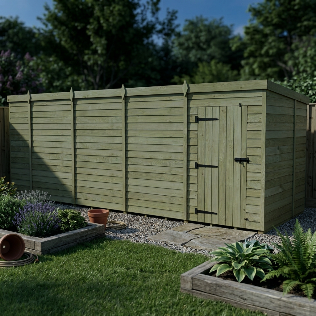 18 x 7 Pent Shed (Single Door, No Windows) - view 3
