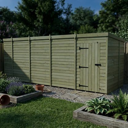 18 x 7 Pent Shed (Single Door, No Windows) - view 3