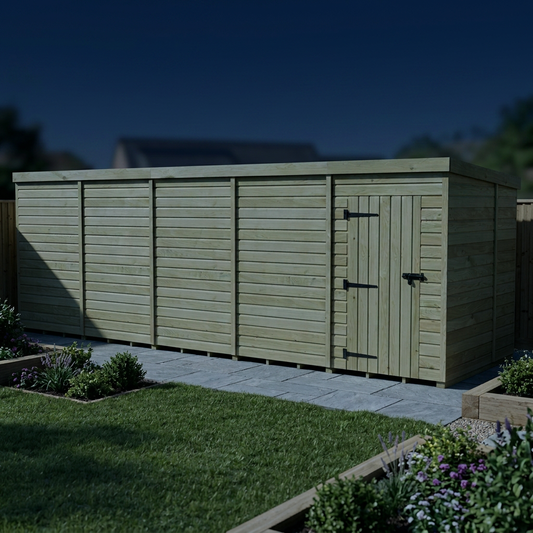20 x 7 Pent Shed (Single Door, No Windows) - view 2