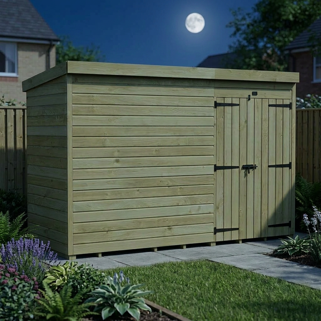10 x 4 Pent Shed (Double Door, No Windows) - view 4