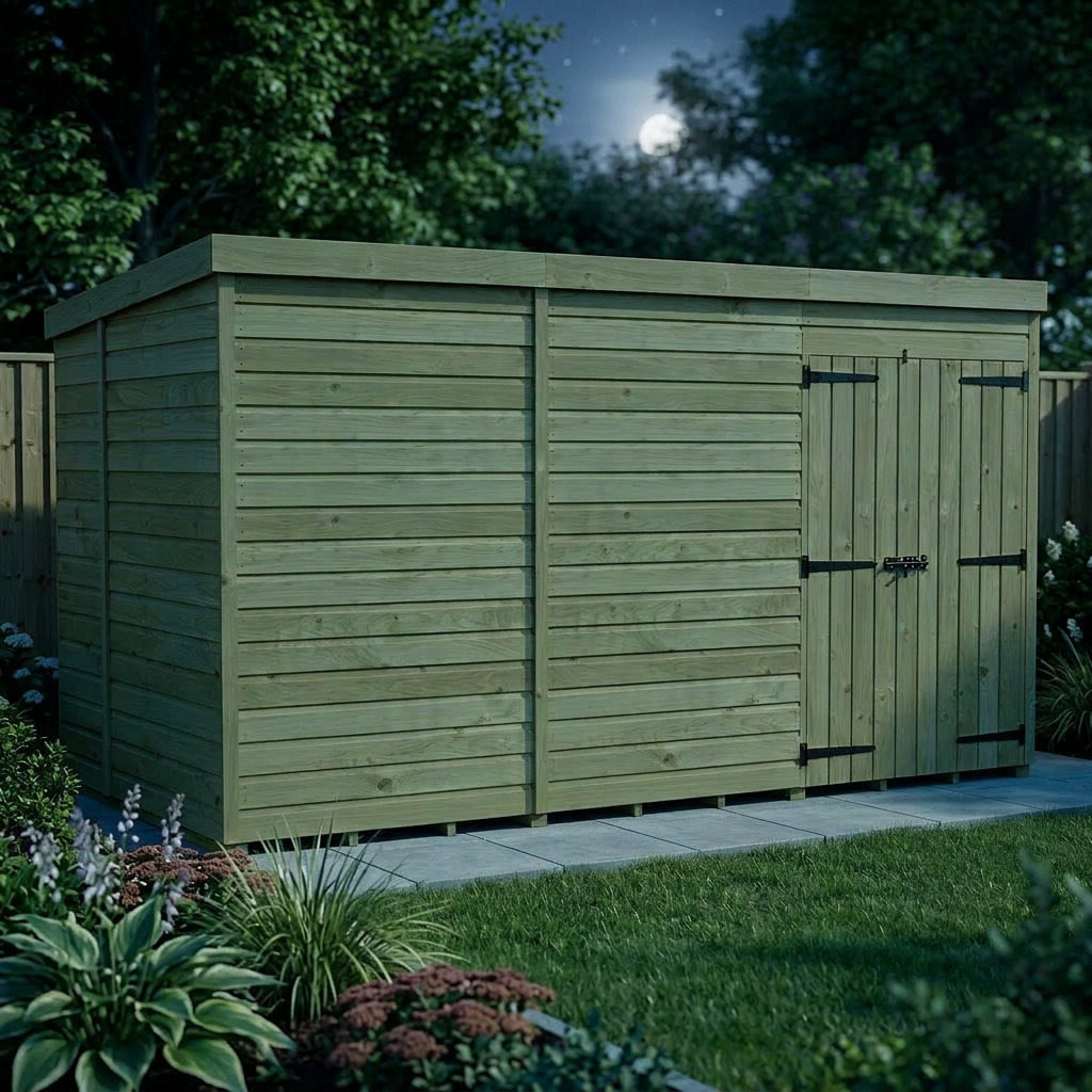 12 x 5 Pent Shed (Double Door, No Windows) - view 5