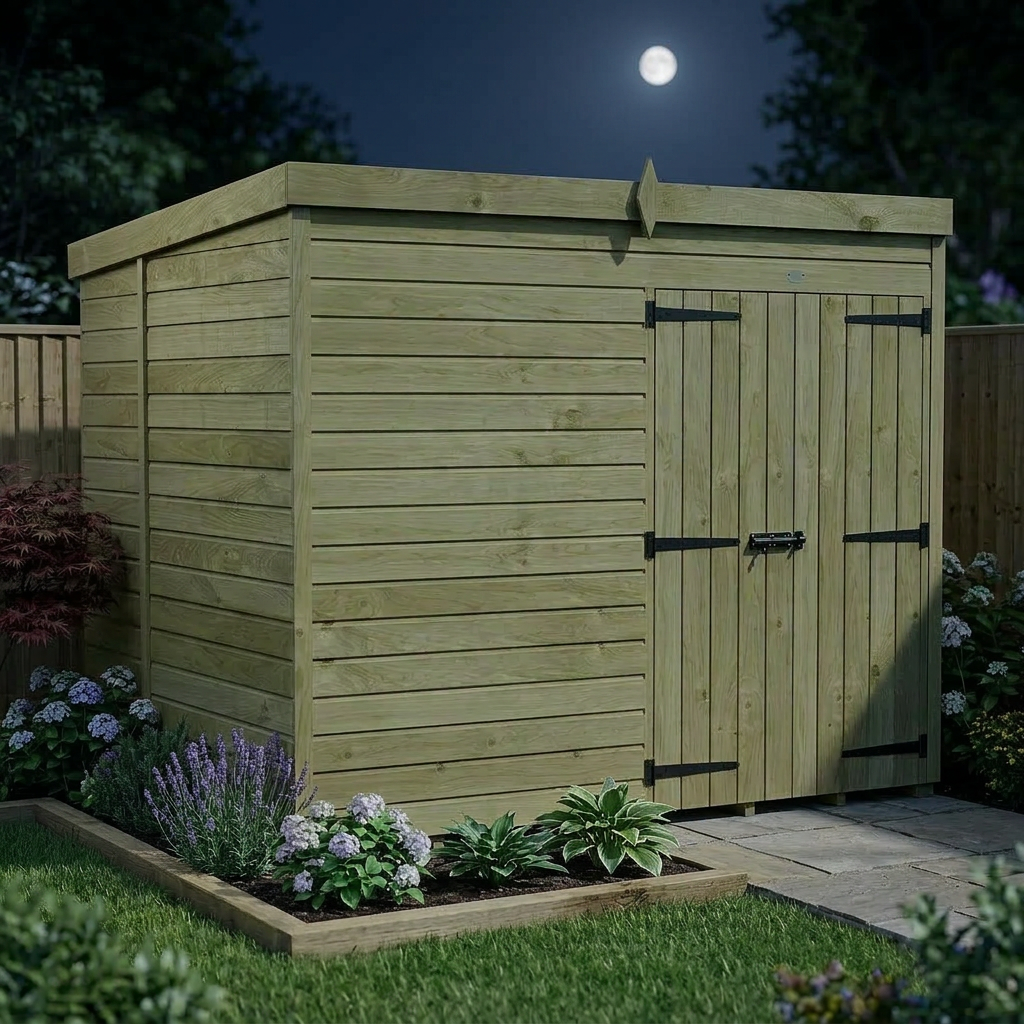 8 x 6 Pent Shed (Double Door, No Windows) - view 6